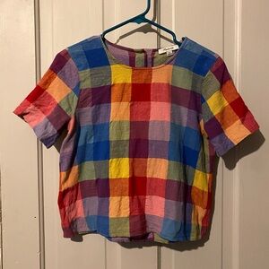 Madewell Rainbow Check Linen Top